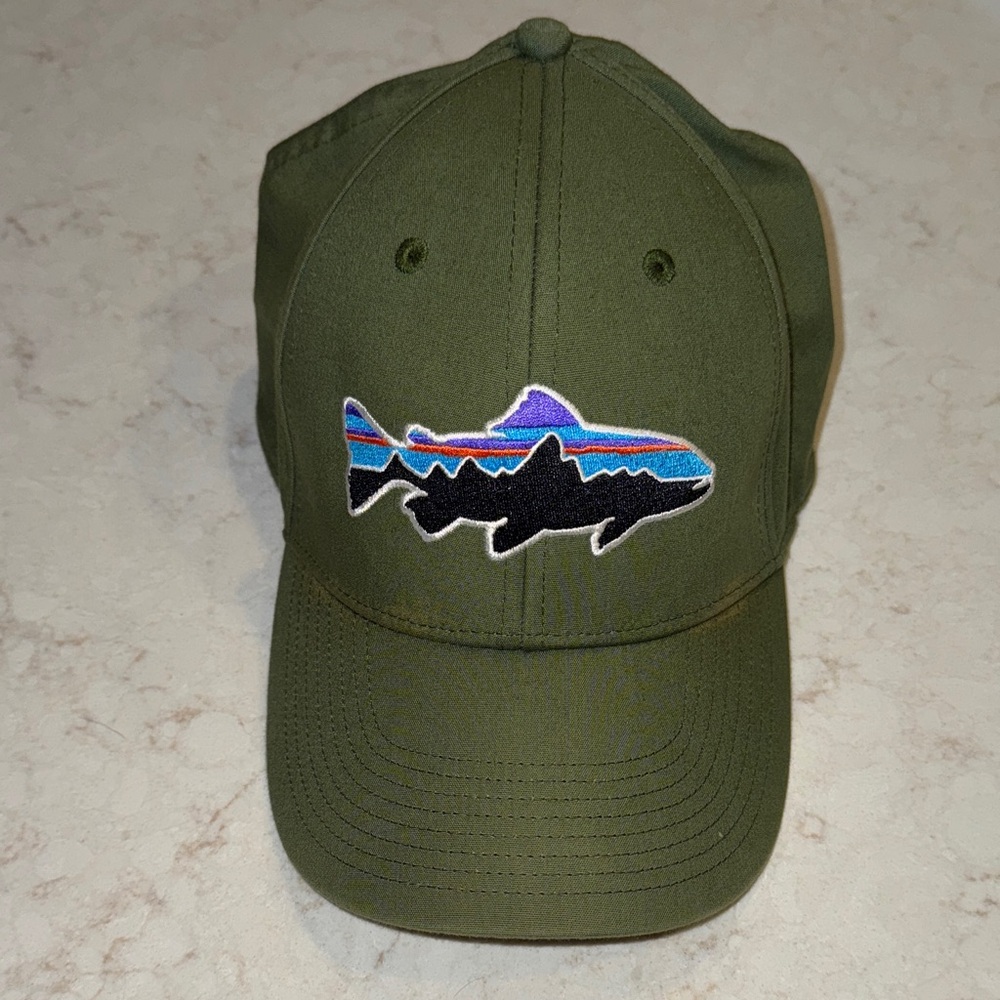 Patagonia Olive Green Hat with Fish Logo